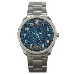 Position Of The Constellations Illustration Star Blue Sport Metal Watch by Bakwanart