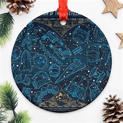 Position Of The Constellations Illustration Star Blue Round Ornament (two Sides) by Bakwanart