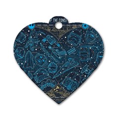 Position Of The Constellations Illustration Star Blue Dog Tag Heart (two Sides) by Bakwanart