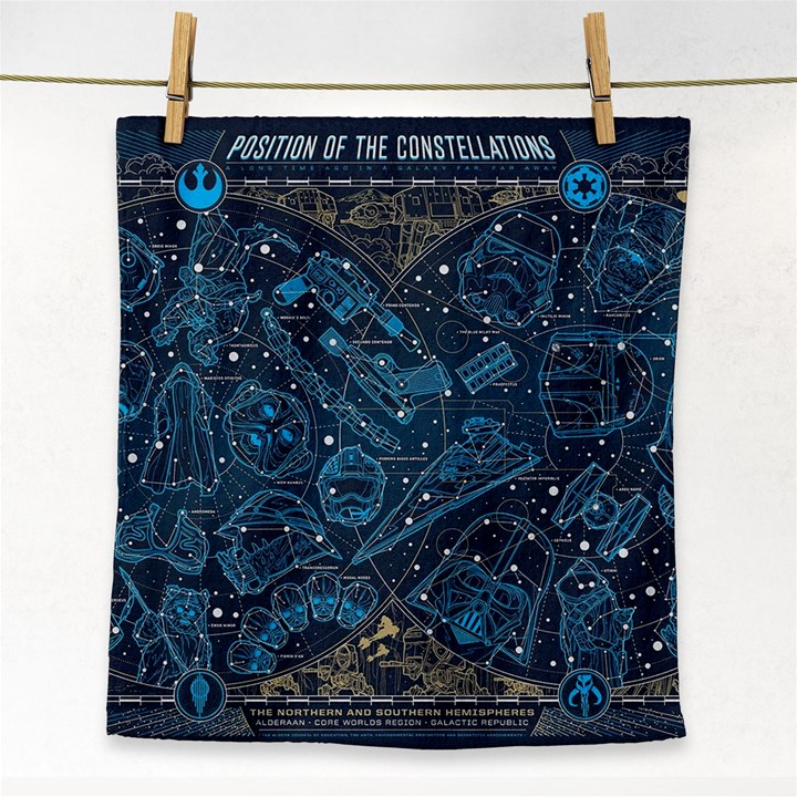 Position Of The Constellations Illustration Star Blue Face Towel