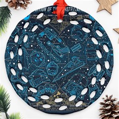 Position Of The Constellations Illustration Star Blue Round Filigree Ornament (two Sides) by Bakwanart