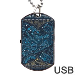 Position Of The Constellations Illustration Star Blue Dog Tag Usb Flash (one Side)