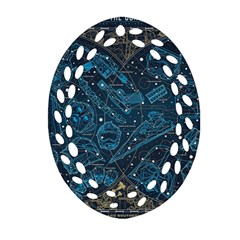 Position Of The Constellations Illustration Star Blue Ornament (oval Filigree) by Bakwanart