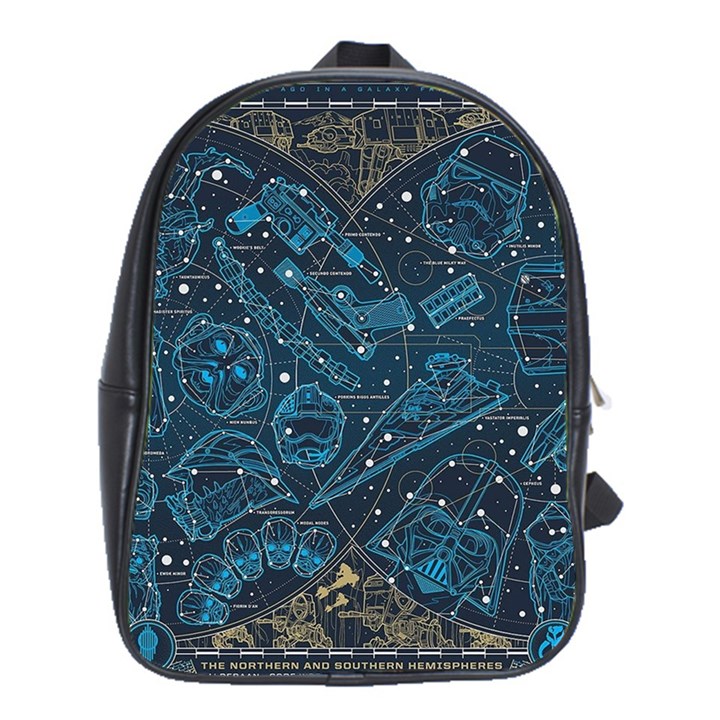 Position Of The Constellations Illustration Star Blue School Bag (XL)