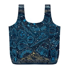 Position Of The Constellations Illustration Star Blue Full Print Recycle Bag (l) by Bakwanart