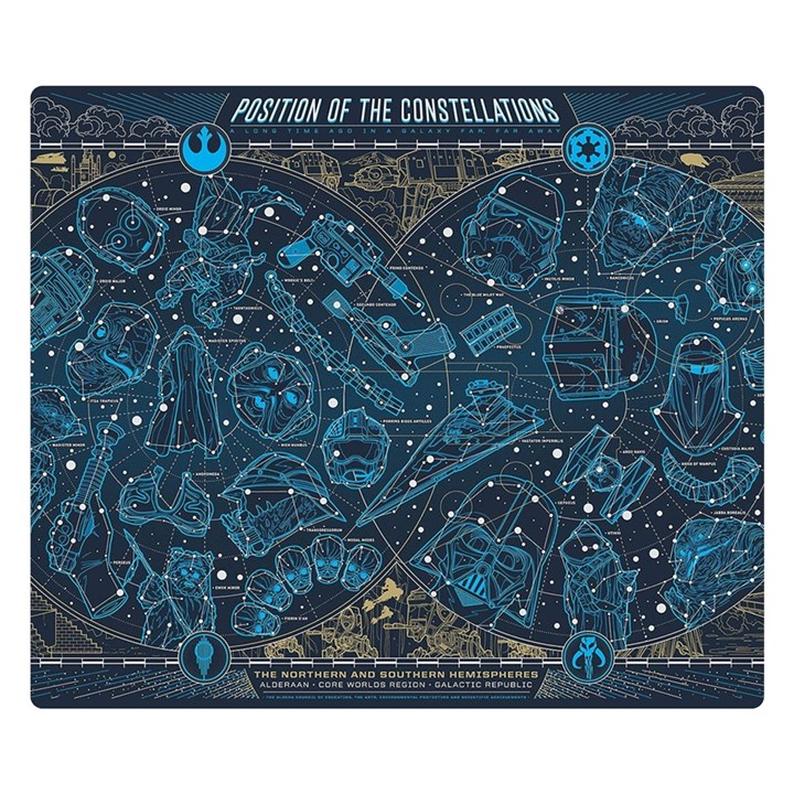 Position Of The Constellations Illustration Star Blue Two Sides Premium Plush Fleece Blanket (Small)