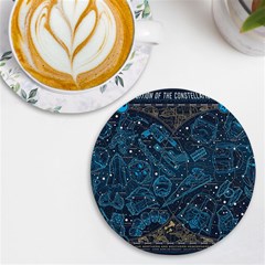 Position Of The Constellations Illustration Star Blue Uv Print Round Tile Coaster by Bakwanart