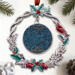 Position Of The Constellations Illustration Star Blue Metal X mas Wreath Holly Leaf Ornament