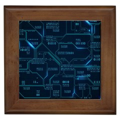 Technology Computer Circuit Boards Electricity Cpu Binary Framed Tile by Bakwanart