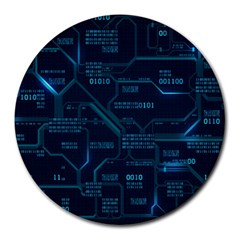 Technology Computer Circuit Boards Electricity Cpu Binary Round Mousepad by Bakwanart