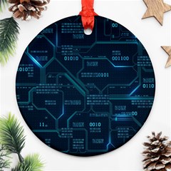 Technology Computer Circuit Boards Electricity Cpu Binary Ornament (round) by Bakwanart