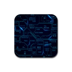 Technology Computer Circuit Boards Electricity Cpu Binary Rubber Coaster (square) by Bakwanart