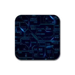 Technology Computer Circuit Boards Electricity Cpu Binary Rubber Square Coaster (4 Pack) by Bakwanart