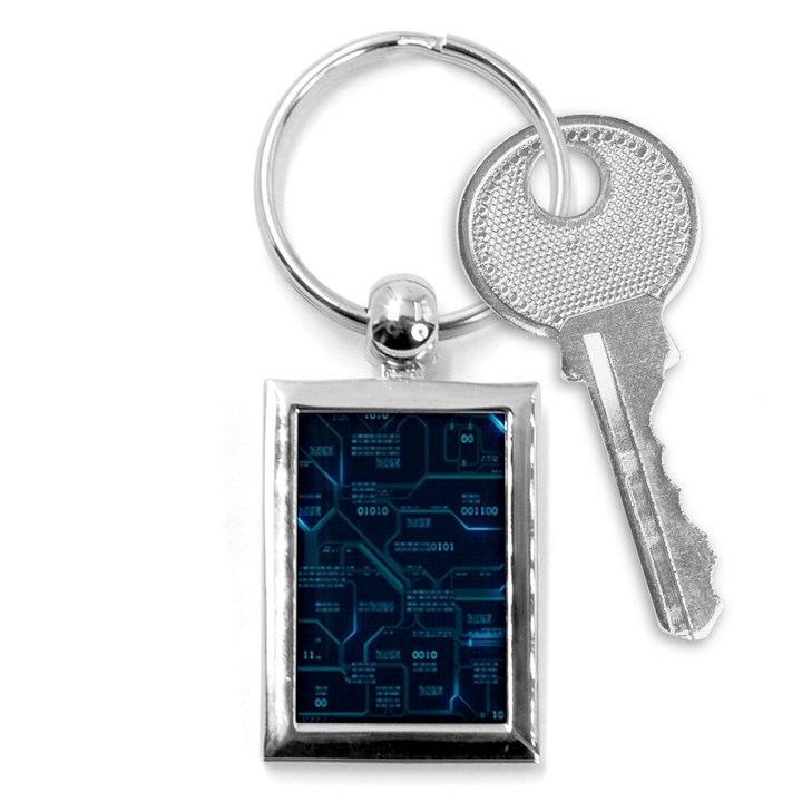 Technology Computer Circuit Boards Electricity Cpu Binary Key Chain (Rectangle)