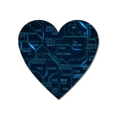 Technology Computer Circuit Boards Electricity Cpu Binary Heart Magnet by Bakwanart