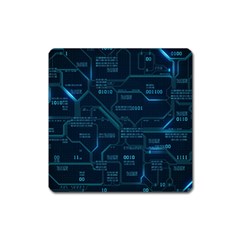 Technology Computer Circuit Boards Electricity Cpu Binary Square Magnet by Bakwanart