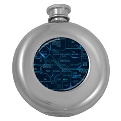 Technology Computer Circuit Boards Electricity Cpu Binary Round Hip Flask (5 Oz) by Bakwanart