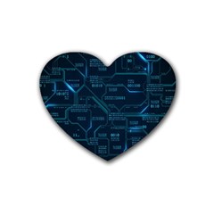 Technology Computer Circuit Boards Electricity Cpu Binary Rubber Coaster (heart) by Bakwanart