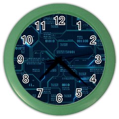 Technology Computer Circuit Boards Electricity Cpu Binary Color Wall Clock by Bakwanart