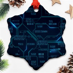 Technology Computer Circuit Boards Electricity Cpu Binary Ornament (snowflake) by Bakwanart