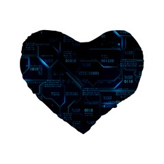 Technology Computer Circuit Boards Electricity Cpu Binary Standard 16  Premium Heart Shape Cushions by Bakwanart