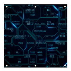 Technology Computer Circuit Boards Electricity Cpu Binary Banner And Sign 4  X 4  by Bakwanart