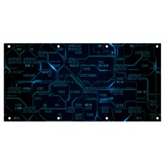 Technology Computer Circuit Boards Electricity Cpu Binary Banner And Sign 8  X 4  by Bakwanart