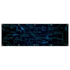 Technology Computer Circuit Boards Electricity Cpu Binary Banner And Sign 12  X 4  by Bakwanart