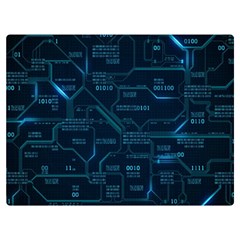 Technology Computer Circuit Boards Electricity Cpu Binary Premium Plush Fleece Blanket (extra Small) by Bakwanart