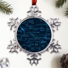 Technology Computer Circuit Boards Electricity Cpu Binary Metal Large Snowflake Ornament by Bakwanart