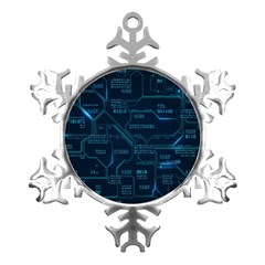 Technology Computer Circuit Boards Electricity Cpu Binary Metal Small Snowflake Ornament by Bakwanart