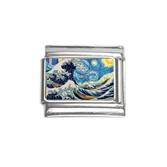 The Great Wave Of Kanagawa Painting Hokusai, Starry Night Vincent Van Gogh Italian Charm (9mm) by Bakwanart