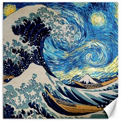 The Great Wave Of Kanagawa Painting Hokusai, Starry Night Vincent Van Gogh Canvas 20  X 20 