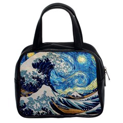 The Great Wave Of Kanagawa Painting Hokusai, Starry Night Vincent Van Gogh Classic Handbag (two Sides) by Bakwanart