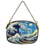 The Great Wave Of Kanagawa Painting Hokusai, Starry Night Vincent Van Gogh Chain Purse (One Side) Front