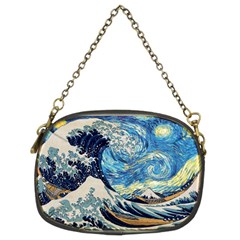 The Great Wave Of Kanagawa Painting Hokusai, Starry Night Vincent Van Gogh Chain Purse (two Sides) by Bakwanart