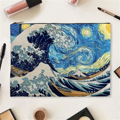 The Great Wave Of Kanagawa Painting Hokusai, Starry Night Vincent Van Gogh Cosmetic Bag (xl) by Bakwanart