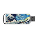 The Great Wave Of Kanagawa Painting Hokusai, Starry Night Vincent Van Gogh Portable USB Flash (One Side) Front