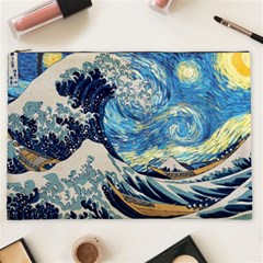 The Great Wave Of Kanagawa Painting Hokusai, Starry Night Vincent Van Gogh Cosmetic Bag (xxl) by Bakwanart