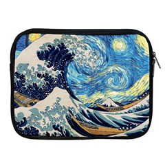 The Great Wave Of Kanagawa Painting Hokusai, Starry Night Vincent Van Gogh Apple Ipad 2/3/4 Zipper Cases