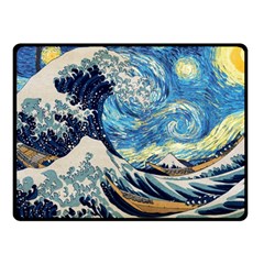 The Great Wave Of Kanagawa Painting Hokusai, Starry Night Vincent Van Gogh Two Sides Fleece Blanket (small)