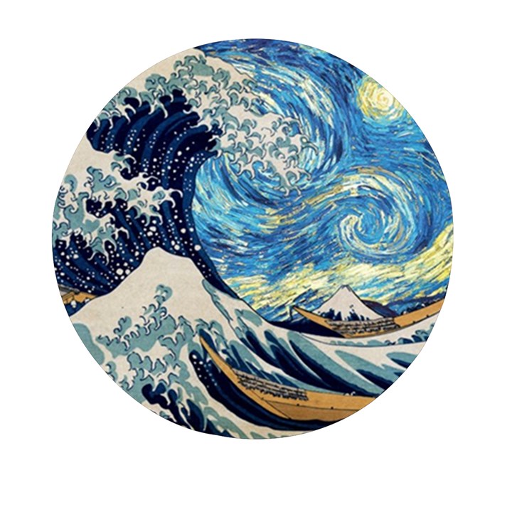 The Great Wave Of Kanagawa Painting Hokusai, Starry Night Vincent Van Gogh Mini Round Pill Box