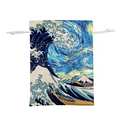 The Great Wave Of Kanagawa Painting Hokusai, Starry Night Vincent Van Gogh Lightweight Drawstring Pouch (s) by Bakwanart