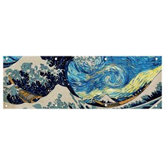 The Great Wave Of Kanagawa Painting Hokusai, Starry Night Vincent Van Gogh Banner And Sign 9  X 3  by Bakwanart