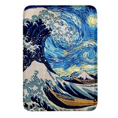 The Great Wave Of Kanagawa Painting Hokusai, Starry Night Vincent Van Gogh Rectangular Glass Fridge Magnet (4 Pack) by Bakwanart