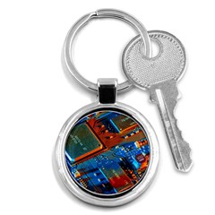 Gray Circuit Board Electronics Electronic Components Microprocessor Key Chain (round) by Bakwanart