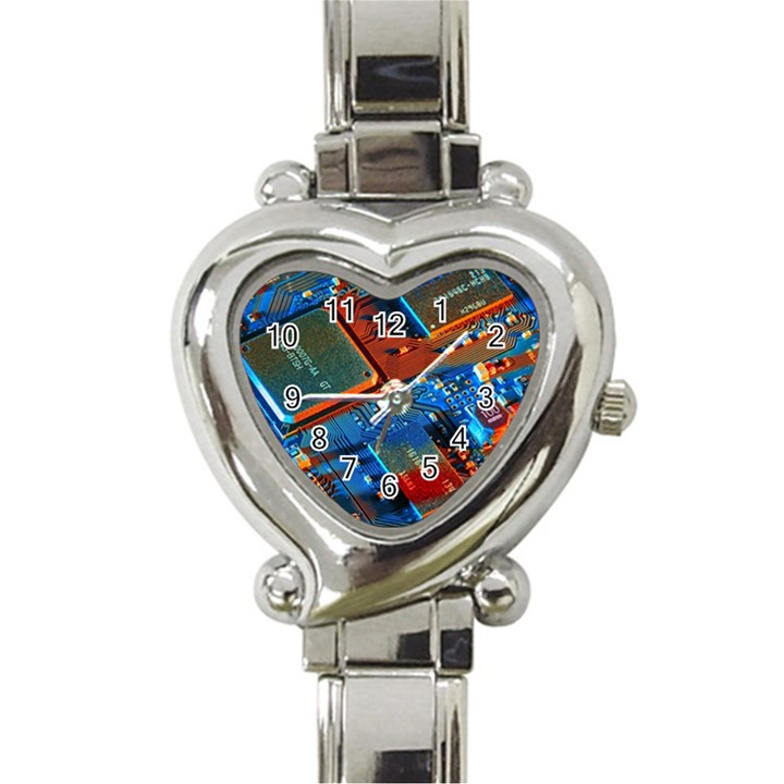 Gray Circuit Board Electronics Electronic Components Microprocessor Heart Italian Charm Watch