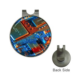 Gray Circuit Board Electronics Electronic Components Microprocessor Hat Clips With Golf Markers by Bakwanart