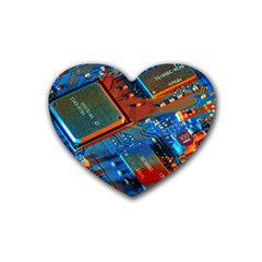 Gray Circuit Board Electronics Electronic Components Microprocessor Rubber Coaster (heart) by Bakwanart