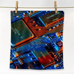 Gray Circuit Board Electronics Electronic Components Microprocessor Face Towel by Bakwanart